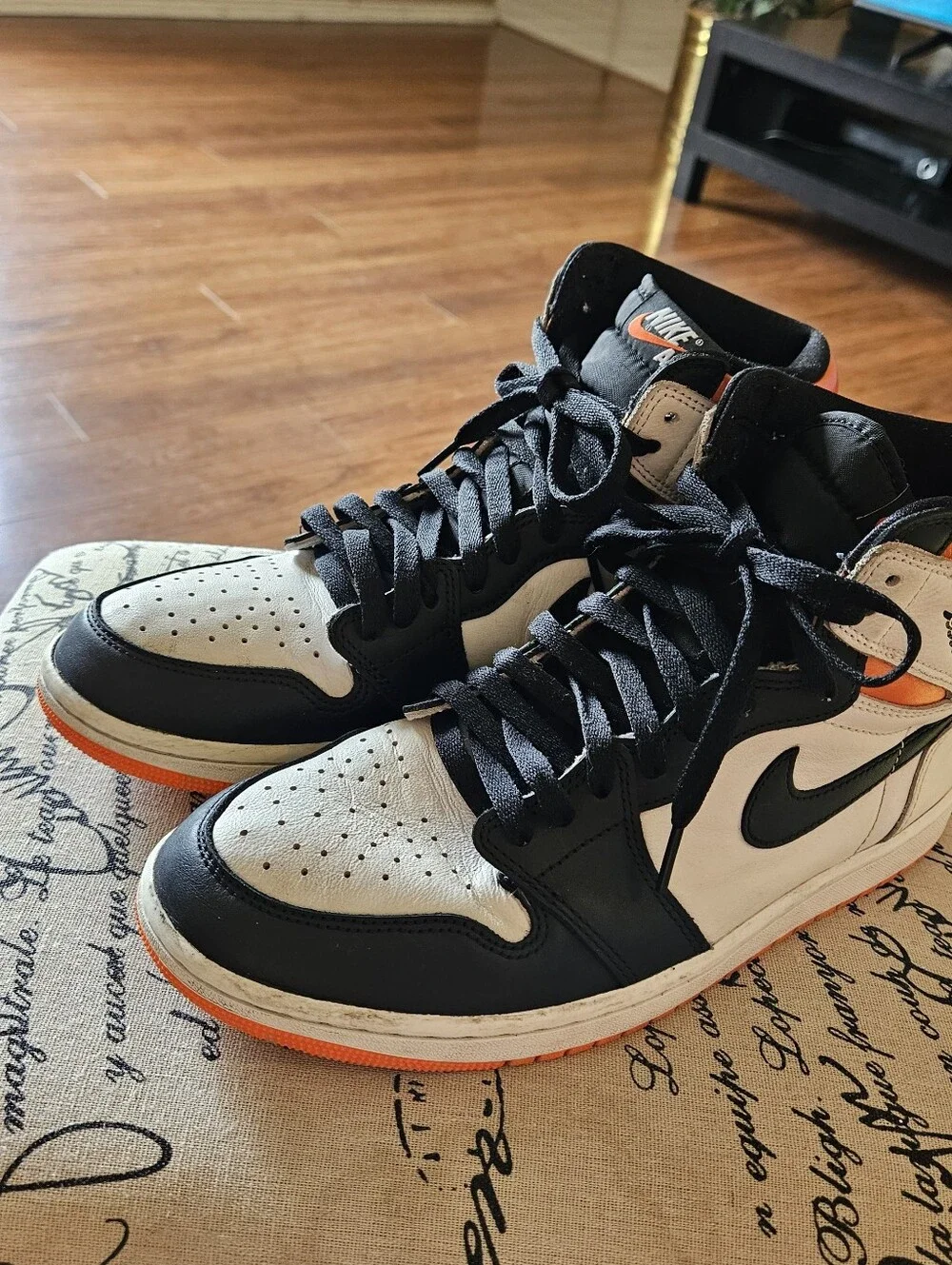 Nike Air Jordan 1 Mid White Black Orange Men's Sneakers